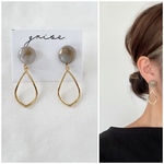 グレー  マーブル  ゴールド  雫　ハンドメイド ピアス　イヤリング　樹脂ピアス　チタンピアス   ハンドメイドピアス　シンプル