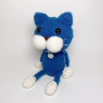 大正ロマン風なレトロ可愛いフワフワの青ねこぴ【キーホルダー可】