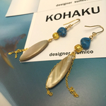 ターコイズとシェルのロングピアス