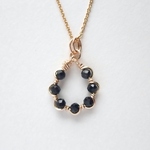 14kgf black ringネックレストップ＋インカローズcrystaldropイヤーカフ(片耳) 【IR-502EC】
