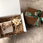 holiday candle＆ミニスワッグのセット♡       パチパチと焚き火の様に燃える木製芯のランタンキャンドル