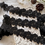 1m 綺麗 薔薇 花 フラワー ケミカルレース ブレード 黒 BK211203 ハンドメイド 手芸 素材 DIY