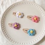 ぷっくりお花 ふちあみパッチンピン