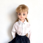 角襟白長袖シャツ　はるとくん　ジェニー　バービー　袖まくりできるシンプルシャツ　ドール服　男女兼用　ユニセックス　着せ替え遊び　アウトフィット