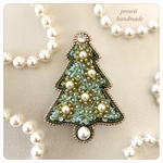 Christmas Tree クリスマスツリー　ビーズ刺繍ブローチ