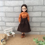 2点セット　リカちゃん　くすみオレンジトップス　ブラウンスカート　リカちゃん　服　22cmドール