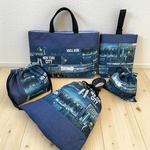 〘完成品〙 入園 入学 5点セット♪ 男前 かっこいい デニム ジーンズ柄♪ レッスンバッグ シューズバッグ ♪ 男の子