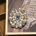 【再販】キラキラ！ビジュー ブローチ☆ スワロフスキー×パール