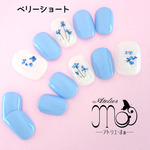 【再販】押し花×パステルブルー／ネイルチップ