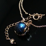 🐱セール品//K14GF*ブラックラブラドライトのワイヤーラッピングネックレス