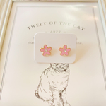 ピンク花ピアス