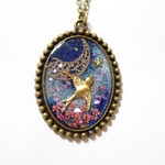 ☆花吹雪～鳥と月～宇宙塗りレジン～