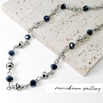 30㎝) glass beads antique silver chain