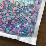 【まるまるホログラム・ピーチとソーダ】たっぷり20ｇ！円形・丸型・レジン制作やネイル・デコに！【大容量・業務用】/型番106