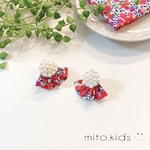 選べるリバティ★粒パール×布ピアス