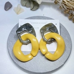 大ぶり　イエロー　グレー　ピアス