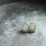 小粒ガラス×ボールチェン ピアス  (perl beige) ステンドグラス