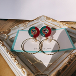 グリーン✖️レッドの宝石💎3wayピアス