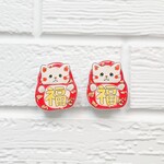 にゃんと白猫だるまのマグネット