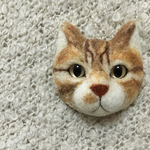 ネコブローチ　猫ブローチ　羊毛フェルト　2/24　茶