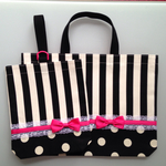 【再販×12】レッスンバッグ&シューズケース ストライプ&ドット