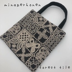 ミナペルホネン トート バッグ forest tile チャコールminaperhonen