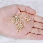 カン付き 星チャーム スター 八芒星 アクセサリーパーツ ハンドメイド ゴールド ジルコニア ストーン パール 2個