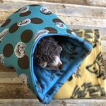 ハリネズミ寝袋　グリーンドット×青　中敷1セット