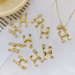2pcs [H] ゴールドイニシャル チャーム カン付き m464