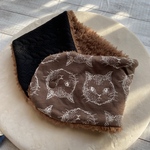 マフラーネックウォーマー　チョコレートねこ×ブラックキルト