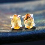 天然石＊シトリン　ピアス＊スタッド　SV