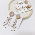 【ご確認用ページ】ラベンダーグレージュのビーズ刺繍のお花と揺れる蔦のピアス/イヤリング