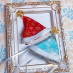 【2色】🎄❤️💙キラキラ雪柄サンタの帽子⭐︎ぬいオビツ11ねんどろいどどーる