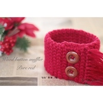 Wood button muffler🧣pure red