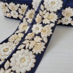〖50cm〗インド刺繍リボン <商品No.287 ネイビー> 