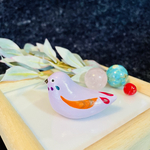 ＜和＞鳥オブジェ(薄紅色)+麻呂鳥ポストカード＋シール セット