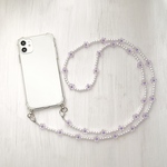クリアケース ビーズ パール スマホショルダー ストラップ お花 ショルダーストラップ  スミレ