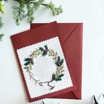 刺繍カード/クリスマスリース