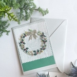 【クリスマス】刺繍カード/ボタニカルリース