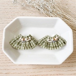 チェックpleats イヤリング　グリーン