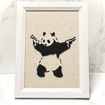 羊毛フェルト 刺繍アート  バンクシー  BANKSY パンダ