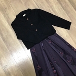 残り1枚＊和 つむぎ風　上品パープル の 綺麗な ギャザースカート