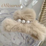 再販　限定　ファークリップ　バンスクリップ　ヘアアクセサリー　ヘアクリップ　パールクリップ　クリスマス　お正月　プレゼント　ギフト　ベージュ