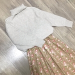 裏地付き＊YUWA 上品ベージュ バラの素敵な ギャザースカート 