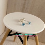 スイスブルートパーズ 3mm スタッドピアス シルバーカラー