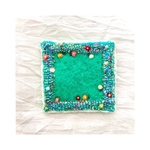 小さなダーニング羊毛コースター( 8×8cm グリーン)