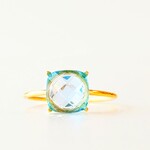 スイスブルートパーズリング　天然石　天然石リング　パワーストーン　アクセサリー　シンプルリング　指輪　リング　ジュエリー　細身リング　フリーサイズリング　人気リング　
