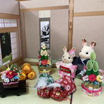 数量限定☆お正月の背景、畳の床セット、獅子舞の夫婦と米俵☆☆門松とお華は別売り、ミニチュア、インテリアに(*^_^*)19日以降発送