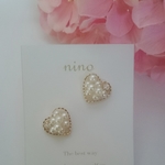 💛値下げ💛♡ハート♡もりもりパール&スワロフスキー　ゴールド ピアス