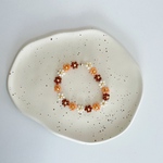 ビーズブレスレット マグネットタイプ 《orange × white × brown》